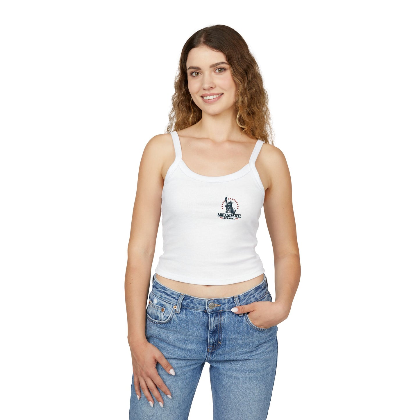 Patriotic Spaghetti Strap Tank Top, Fun Women's Summer Shirt, Ideal for Fourth of July, BBQs, Beach Days, Casual Outings