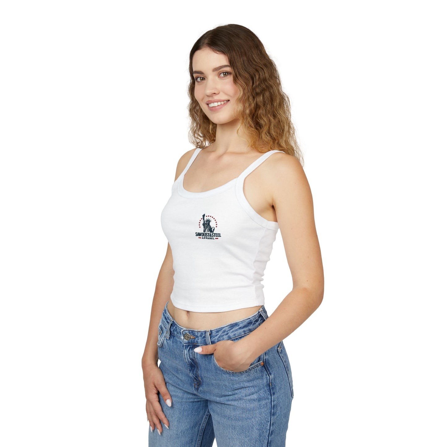 Patriotic Spaghetti Strap Tank Top, Fun Women's Summer Shirt, Ideal for Fourth of July, BBQs, Beach Days, Casual Outings