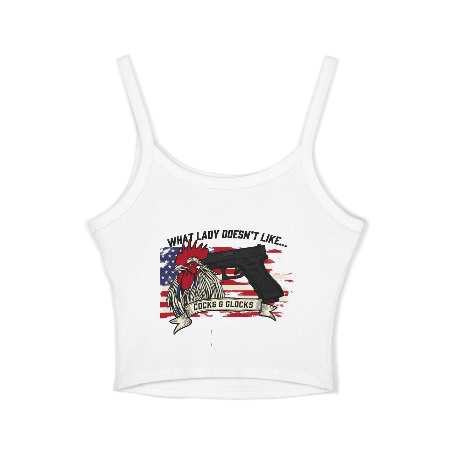 Patriotic Spaghetti Strap Tank Top, Fun Women's Summer Shirt, Ideal for Fourth of July, BBQs, Beach Days, Casual Outings