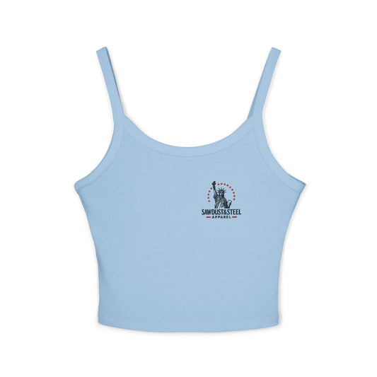 Patriotic Spaghetti Strap Tank Top, Fun Women's Summer Shirt, Ideal for Fourth of July, BBQs, Beach Days, Casual Outings