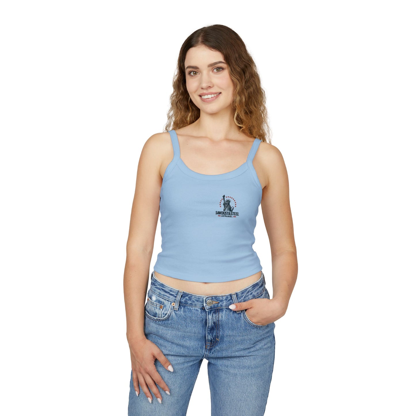 Patriotic Spaghetti Strap Tank Top, Fun Women's Summer Shirt, Ideal for Fourth of July, BBQs, Beach Days, Casual Outings