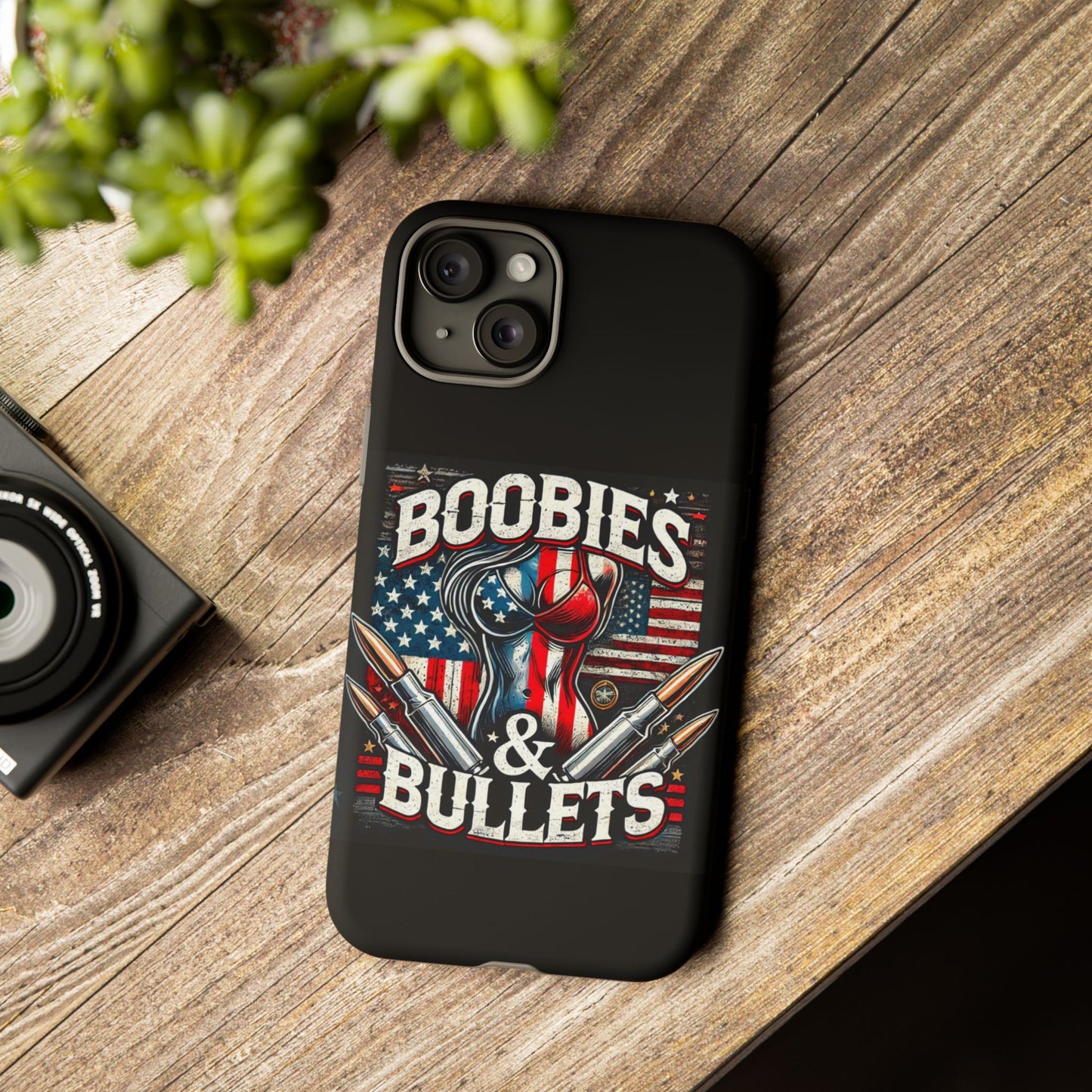 Boobies & Bullets Tough Phone Case - Patriotic Style for Gun Enthusiasts