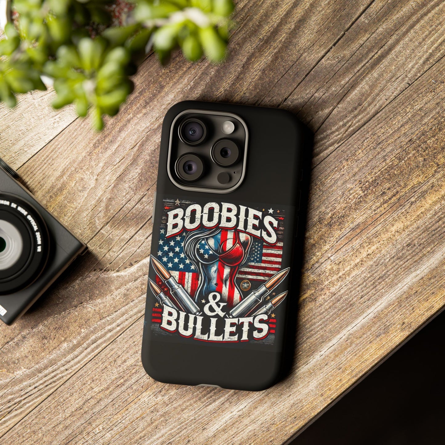 Boobies & Bullets Tough Phone Case - Patriotic Style for Gun Enthusiasts