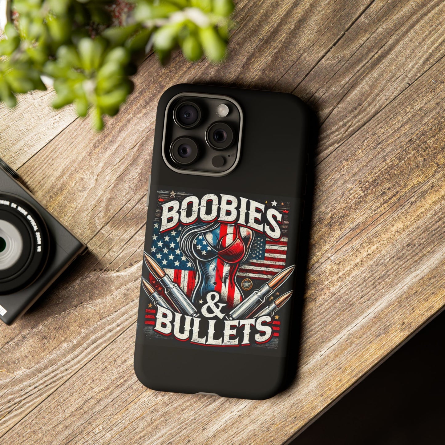 Boobies & Bullets Tough Phone Case - Patriotic Style for Gun Enthusiasts
