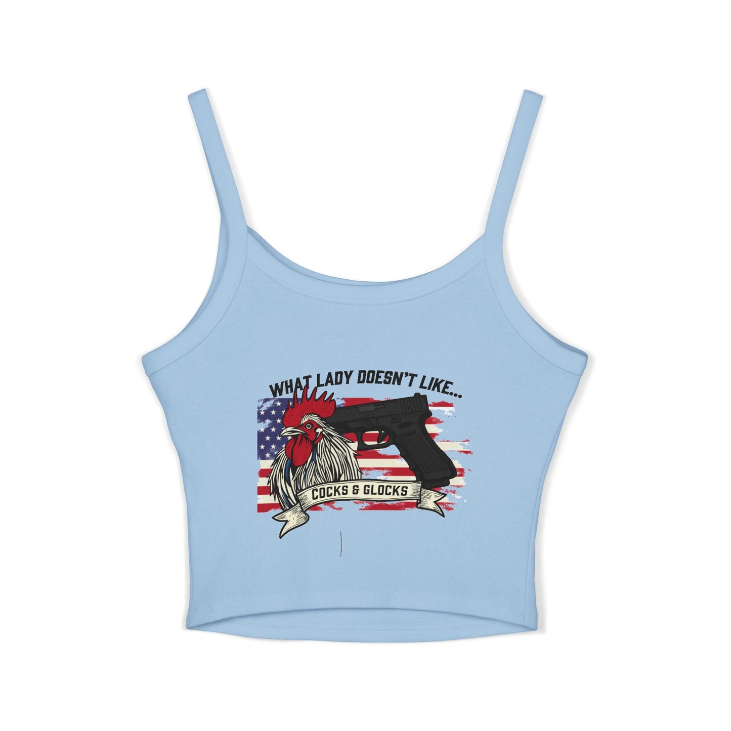 Patriotic Spaghetti Strap Tank Top, Fun Women's Summer Shirt, Ideal for Fourth of July, BBQs, Beach Days, Casual Outings