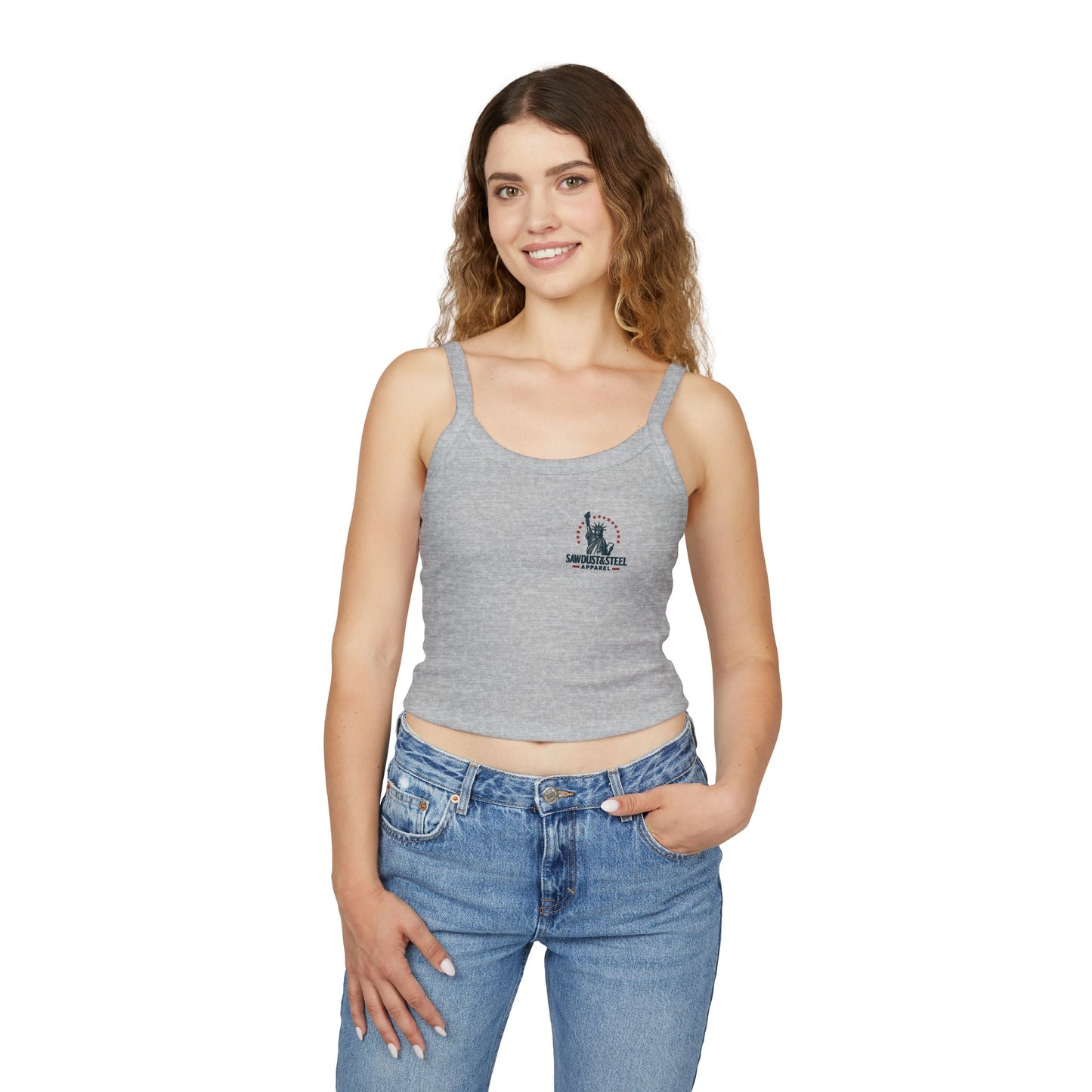 Patriotic Spaghetti Strap Tank Top, Fun Women's Summer Shirt, Ideal for Fourth of July, BBQs, Beach Days, Casual Outings
